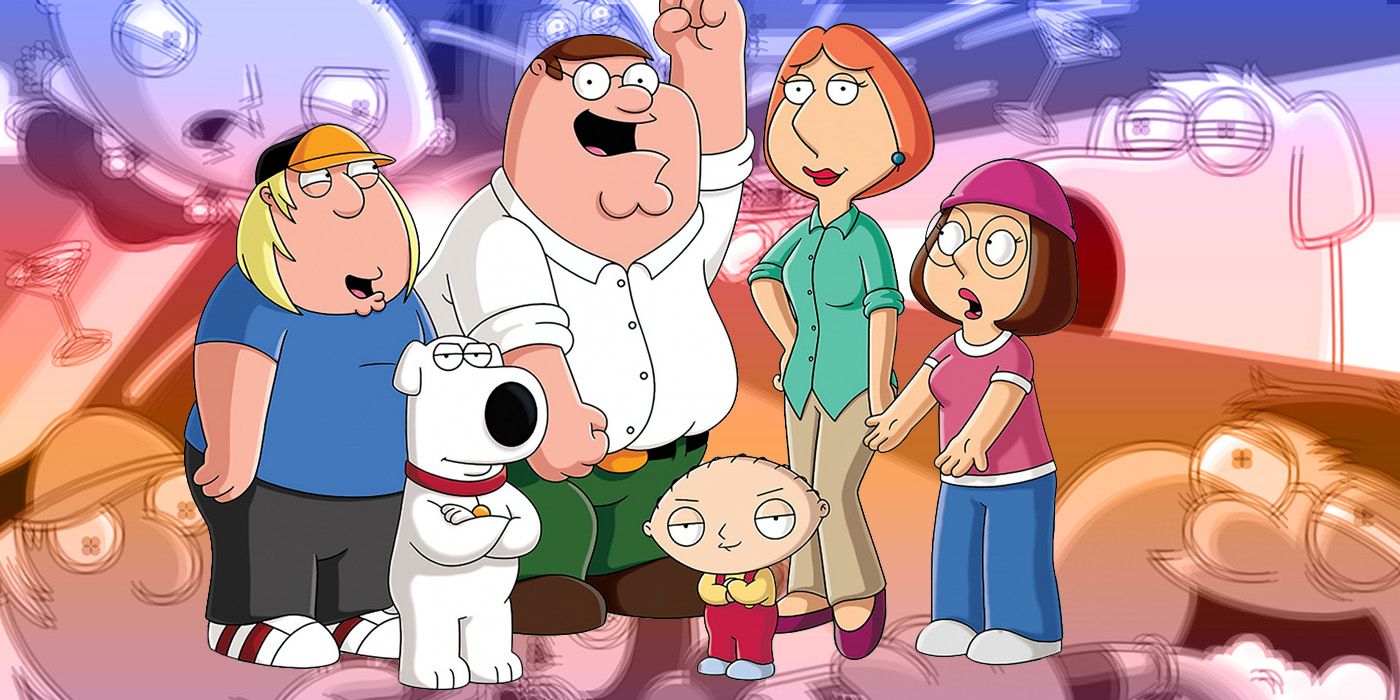 Peter Griffin and his family in a still for Family Guy